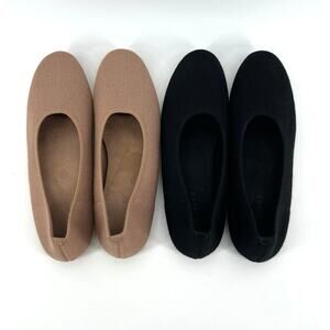 Everlane Reknit Ballet Flat Lot of 2 Nude Black US Size 7.5M